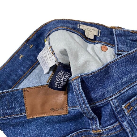 Madewell 10” High Rise Skinny Women Medium Wash Jeans Sz 23x27 Denim Raw Hem - Picture 3 of 13